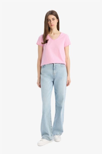 Regular Fit V Neck Basic T-Shirt