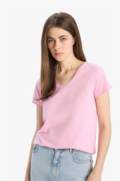 Regular Fit V Neck Basic T-Shirt
