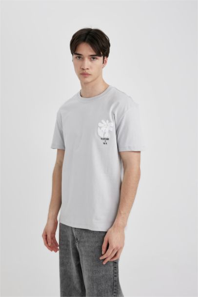 Regular Fit Crew Neck Printed Short Sleeve T-Shirt