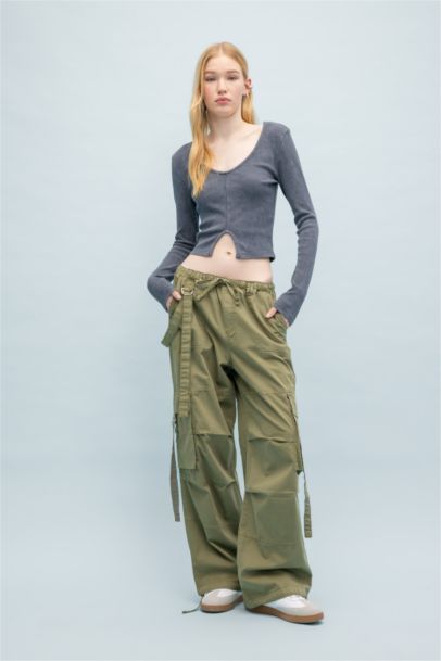 Fitted Long Sleeve Washed Effect T-Shirt