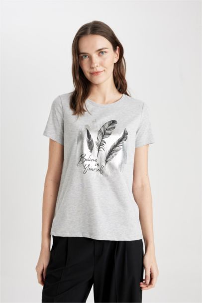 Regular Fit Crew Neck Printed Short Sleeve T-Shirt