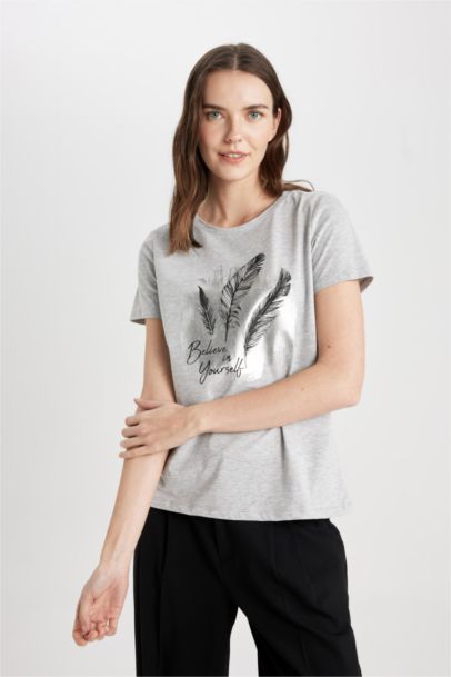 Regular Fit Crew Neck Printed Short Sleeve T-Shirt