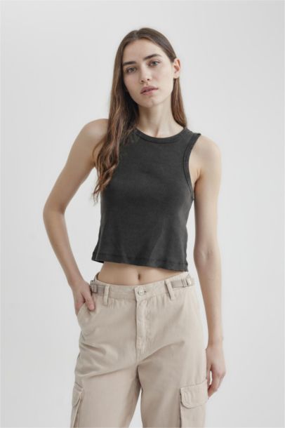 Coool Fitted Fitilli Kaşkorse Yıkamalı Soluk Efektli Atlet