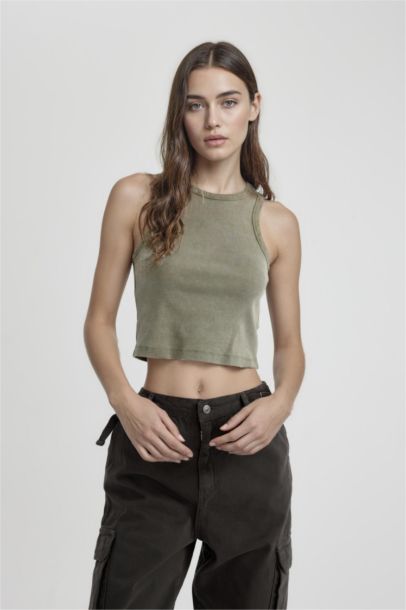 Fitted Ribbed Camisole Washed Faded Effect Undershirt