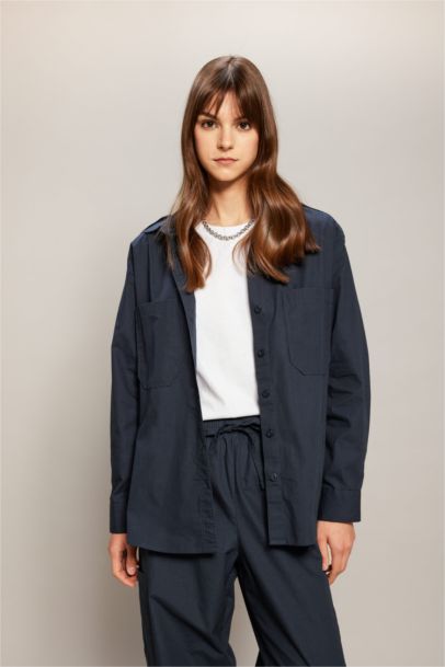 Relax Fit Poplin Long Sleeve Shirt Tunic