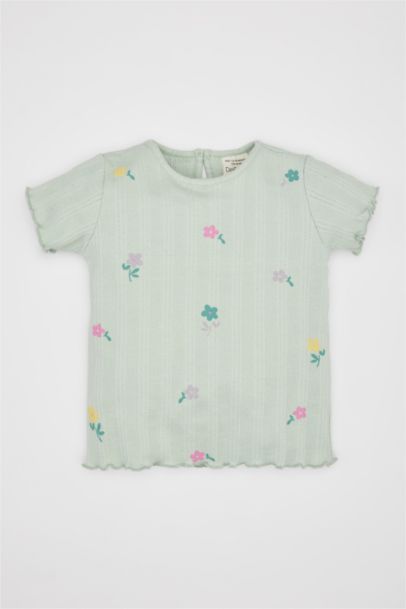 Baby Girl Floral Ribbed Camisole T-Shirt