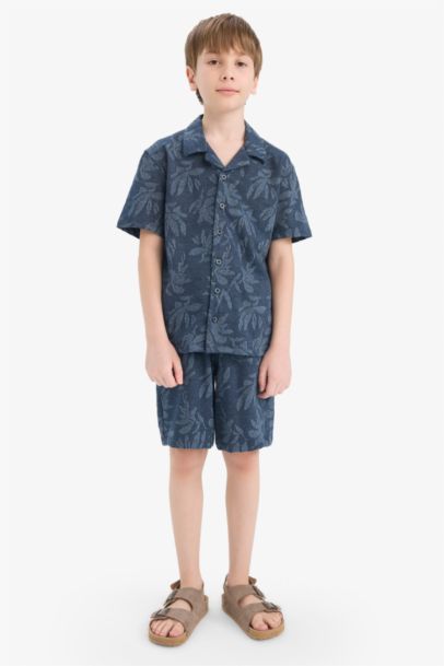 طقم اولادي قميص وشورت جاكار قصة عادية - قطعتين