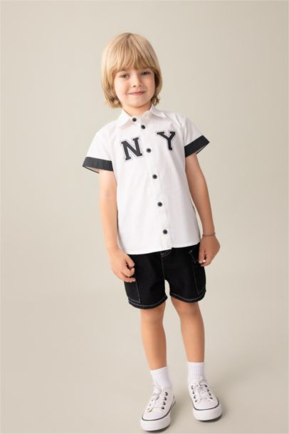 Baby Boy Poplin Short Sleeve Shirt