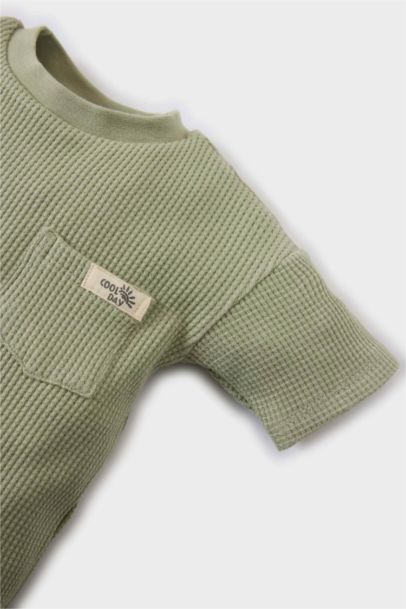 T-shirt gaufré à manches courtes et col rond pour bébé garçon