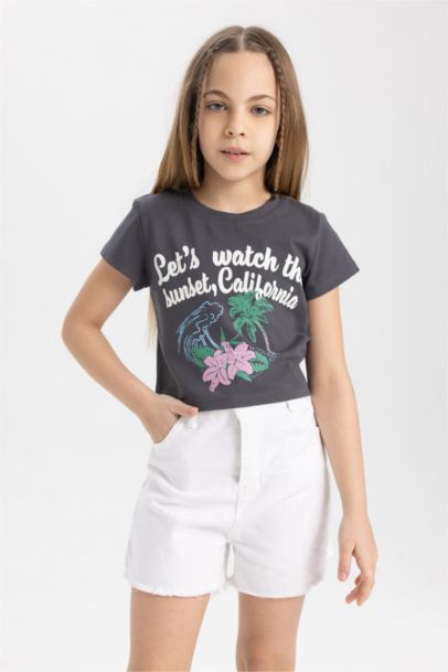 Girl Printed Short Sleeve T-Shirt