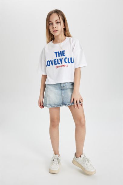 Girl Printed Short Sleeve Crop T-Shirt