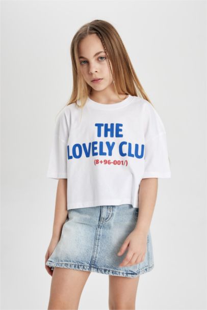 Girl Printed Short Sleeve Crop T-Shirt