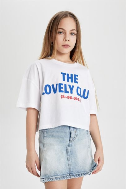 Girl Printed Short Sleeve Crop T-Shirt