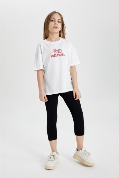 تيشيرت بناتي نص ردن اوفر سايز بطبعة من الخلف