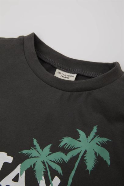 Baby Boy Slogan Printed Cotton T-Shirt Shorts 2 Piece Set