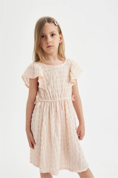 Girl Short Sleeve Wrinkled Dress