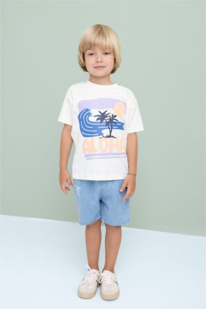 Baby Boy Label Printed Denim Shorts
