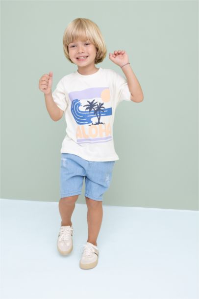 Baby Boy Label Printed Denim Shorts