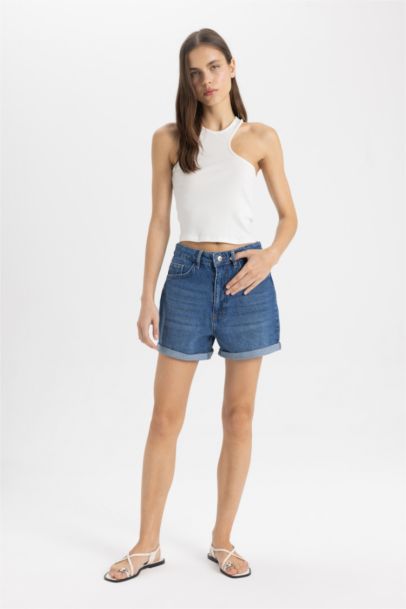 Mom Fit Denim High waist Shorts