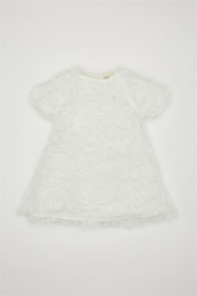 Robe Courte en Tulle à Manches Courtes pour Bébé Fille