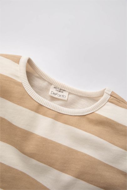Baby Girl Regular Fit Crew Neck Striped Sweatshirt