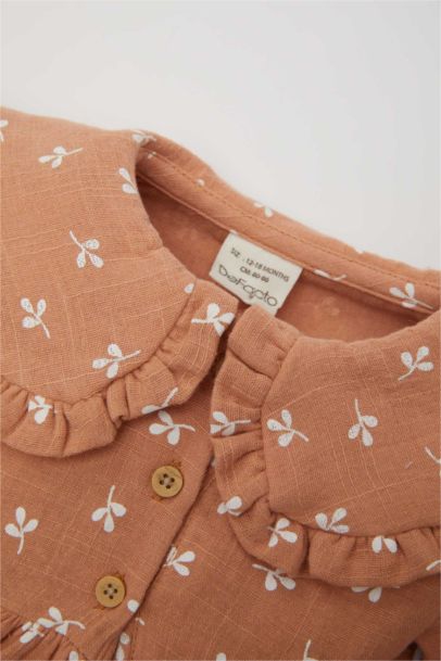 Baby Girl Floral Long Sleeve Muslin Dress