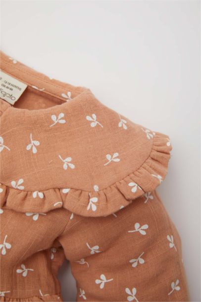 Baby Girl Floral Long Sleeve Muslin Dress