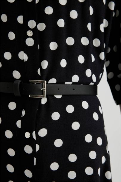 فستان ميدي نص ردن مطبوع بياخة قميص