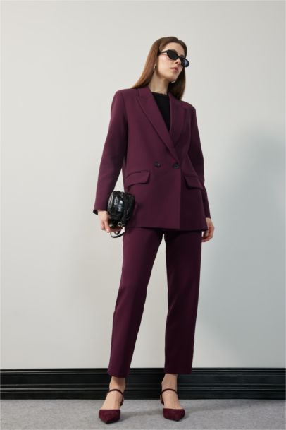 Oversize Geniş Kalıp Kruvaze Yaka Blazer Ceket