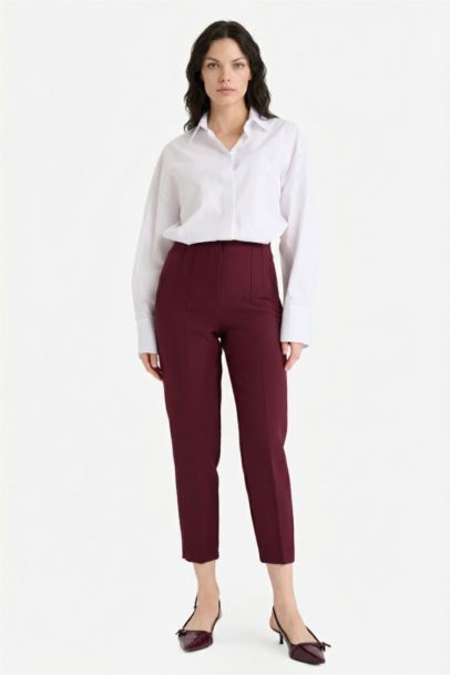 Carrot Fit Zippered High Waist CropTrousers