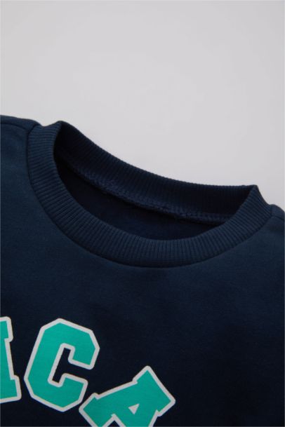 Baby Boy Crew Neck Printed Soft Furry Inside Sweatshirt