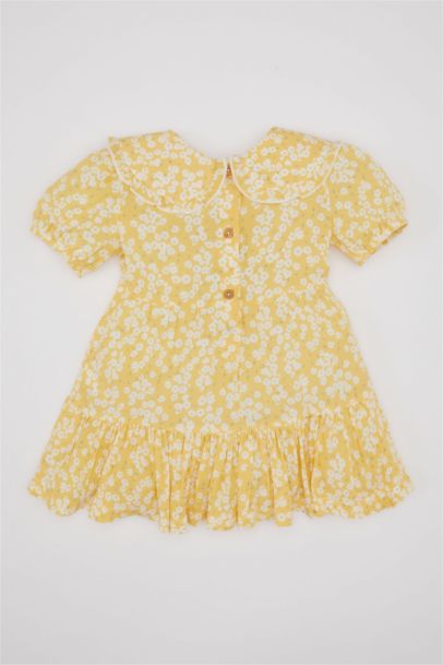 Baby Girl Floral Short Sleeve Crinkle Viscose Dress