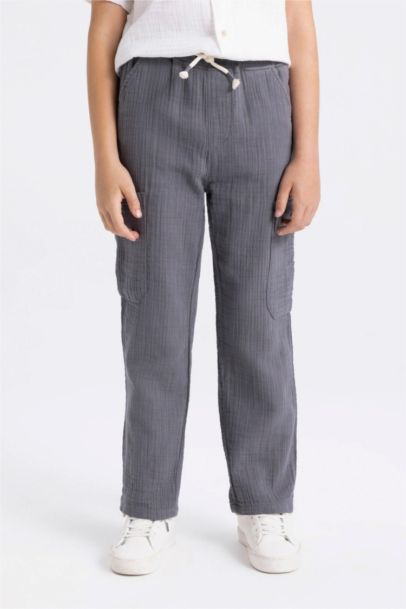 بنطلون اولادي موسلين قصة عادية بجيب