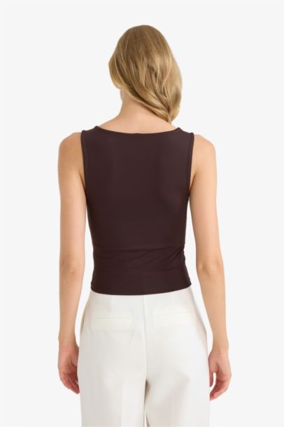 Slim Fit Basic Square Collar Sleeveless Tank Top