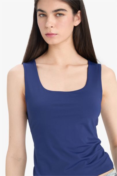 Slim Fit Basic Square Collar Sleeveless Tank Top