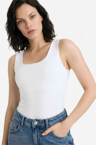 Slim Fit Basic Square Collar Sleeveless Tank Top