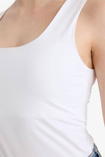 Slim Fit Basic Square Collar Sleeveless Tank Top