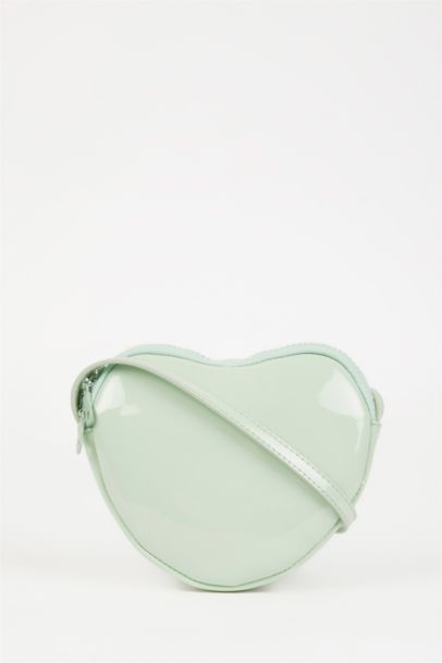 Girl Shiny Faux Leather Heart Patterned Handbag