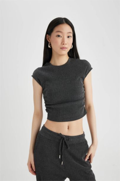 Slim Fit Crew Neck Crepe T-Shirt