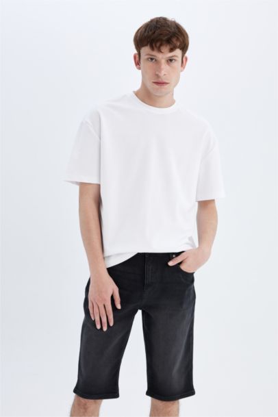 Regular Fit Denim Bermuda Shorts