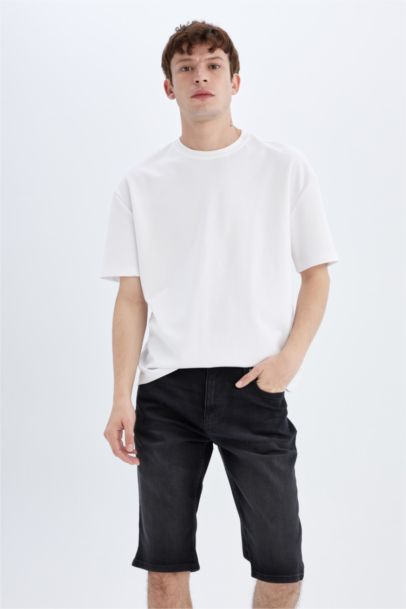 Regular Fit Denim Bermuda Shorts