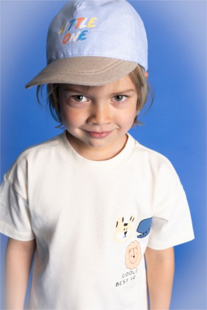 Baby Boy Printed Linen Baseball and Basketball Cap