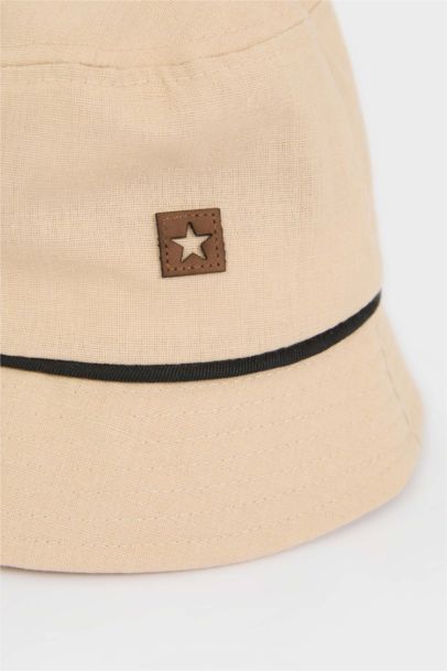 Baby Boy Label Printed Linen Blend Bucket Hat