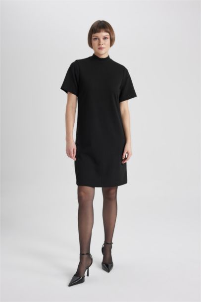 A-Line Half Turtleneck Premium Mini Dress