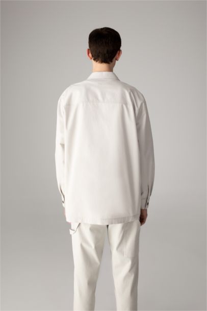 Oversize Fit Polo Collar Twill Shirt Jacket