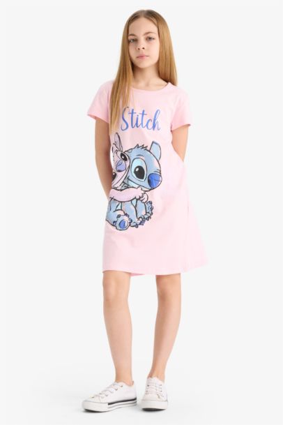 Disney Lilo & Stitch Kısa Kollu Elbise Kız Çocuk