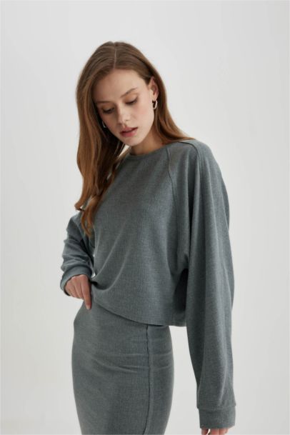 Relax Fit Crew Neck Basic Long Sleeve T-Shirt