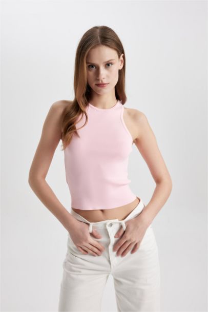 Débardeur Slim en tricot à Col Halter