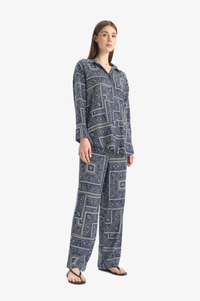 Fall in Love Regular Fit Paisley Viscose Beach Trousers