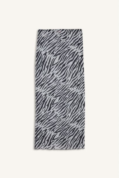 Regular Fit Zebra Desenli Tül Plaj Eteği